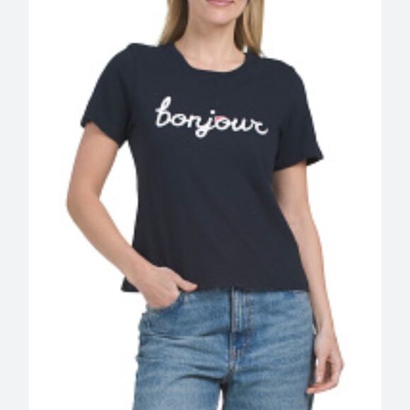Cinq a Sept Bonjour short sleeve tee BWT SMALL - Picture 1 of 6